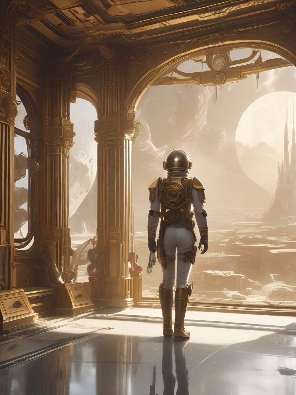 Golden Astronaut Art Print - Home Art